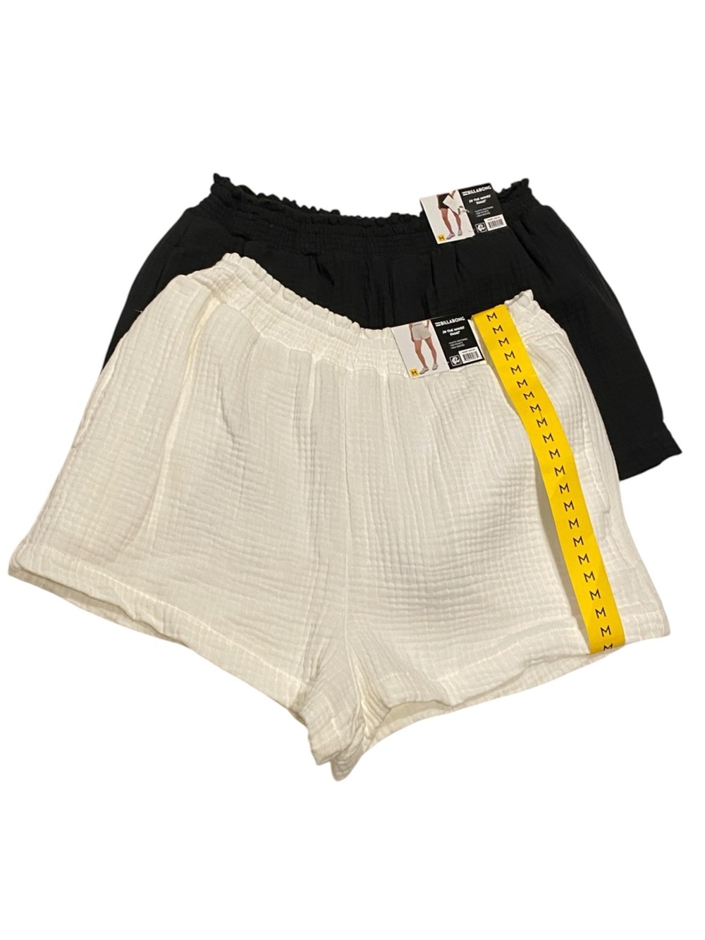 NWT 2 Billabong In The Waves 100% Cotton Gauze Elastic-Waist Shorts Sz. M